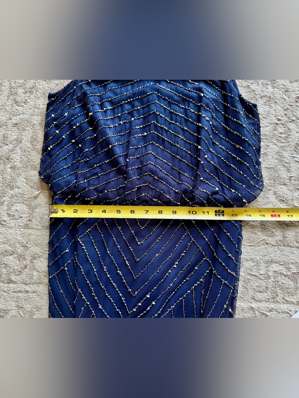Adrianna Papell Navy Beaded Halter Maxi Dress - Picture 9 of 9